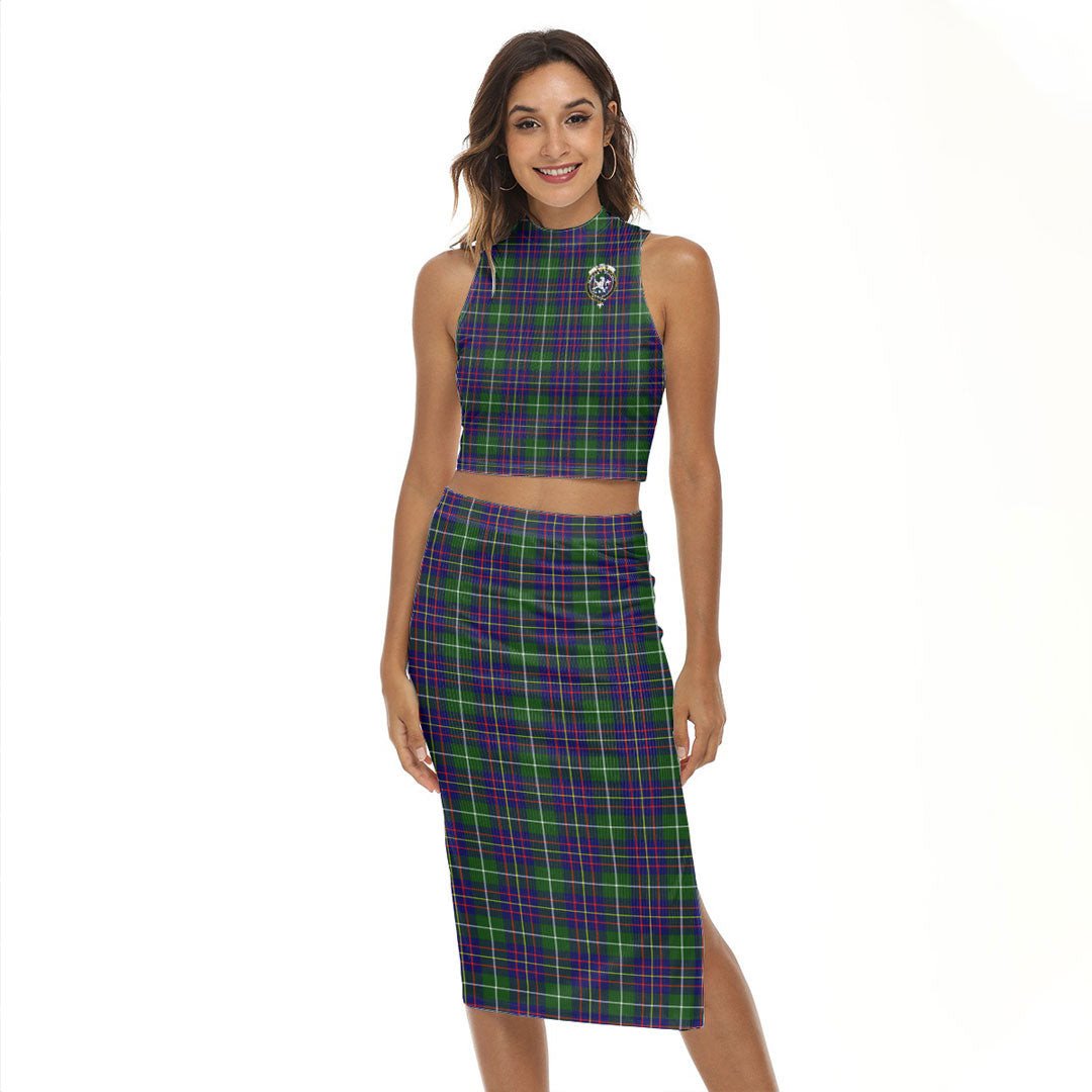 Inglis Modern Tartan Crest Tank Top & Split High Skirt Set