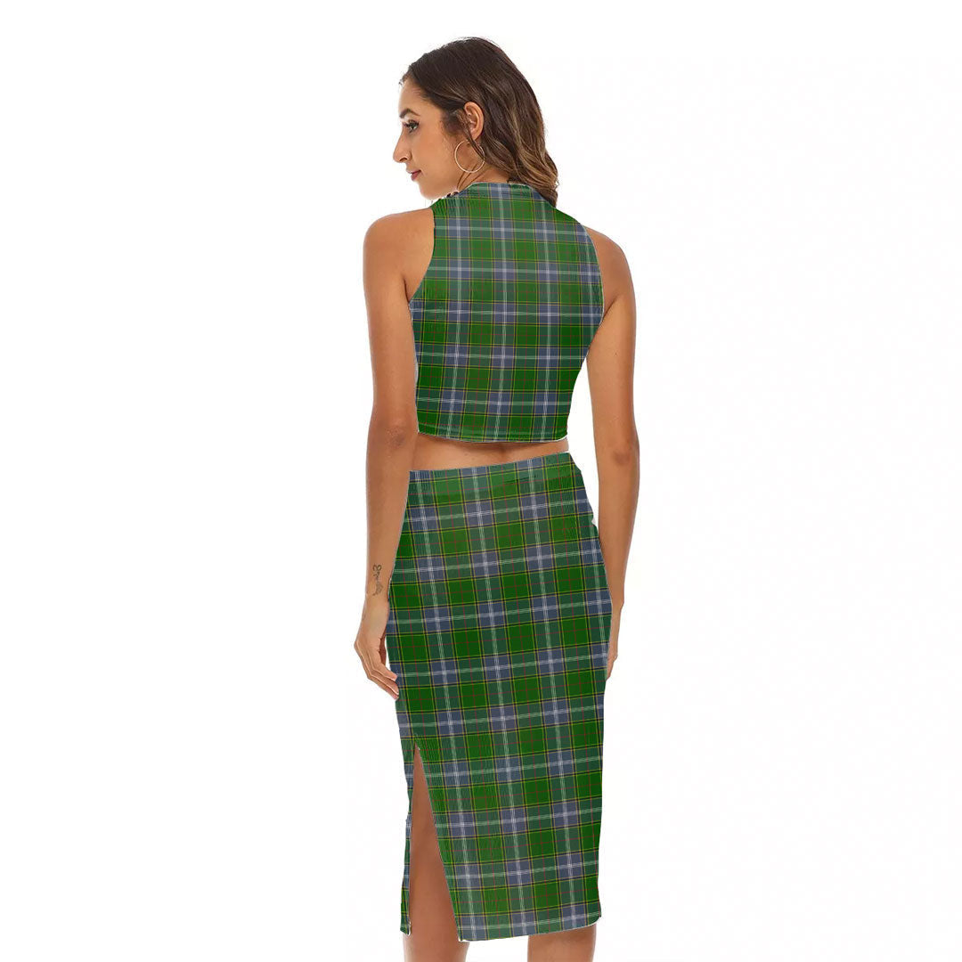 Pringle Tartan Crest Tank Top & Split High Skirt Set