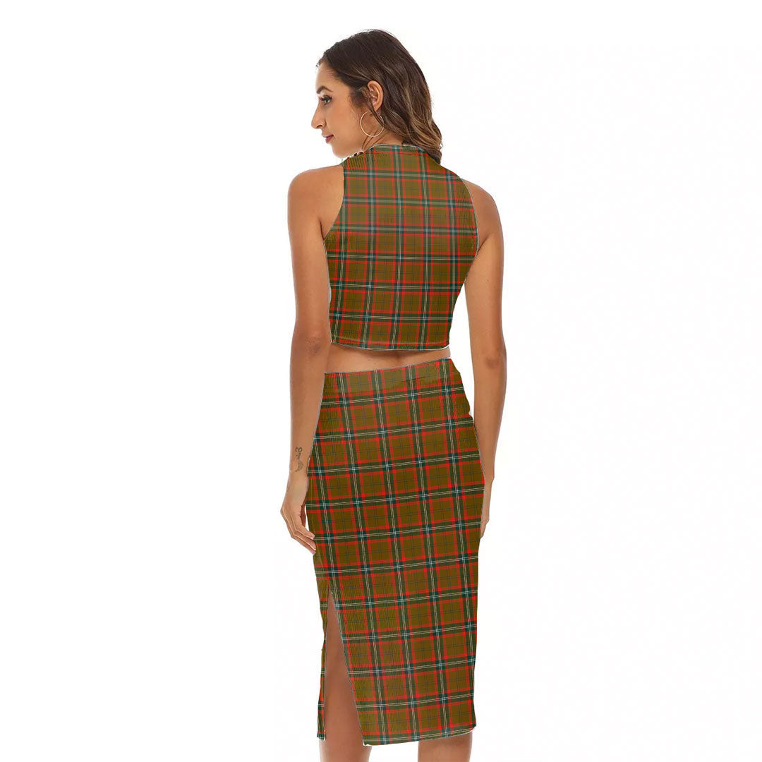 Seton Hunting Modern Tartan Crest Tank Top & Split High Skirt Set