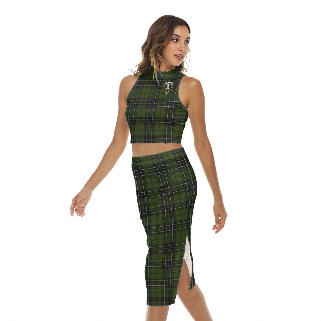 MacLean Hunting Tartan Crest Tank Top & Split High Skirt Set