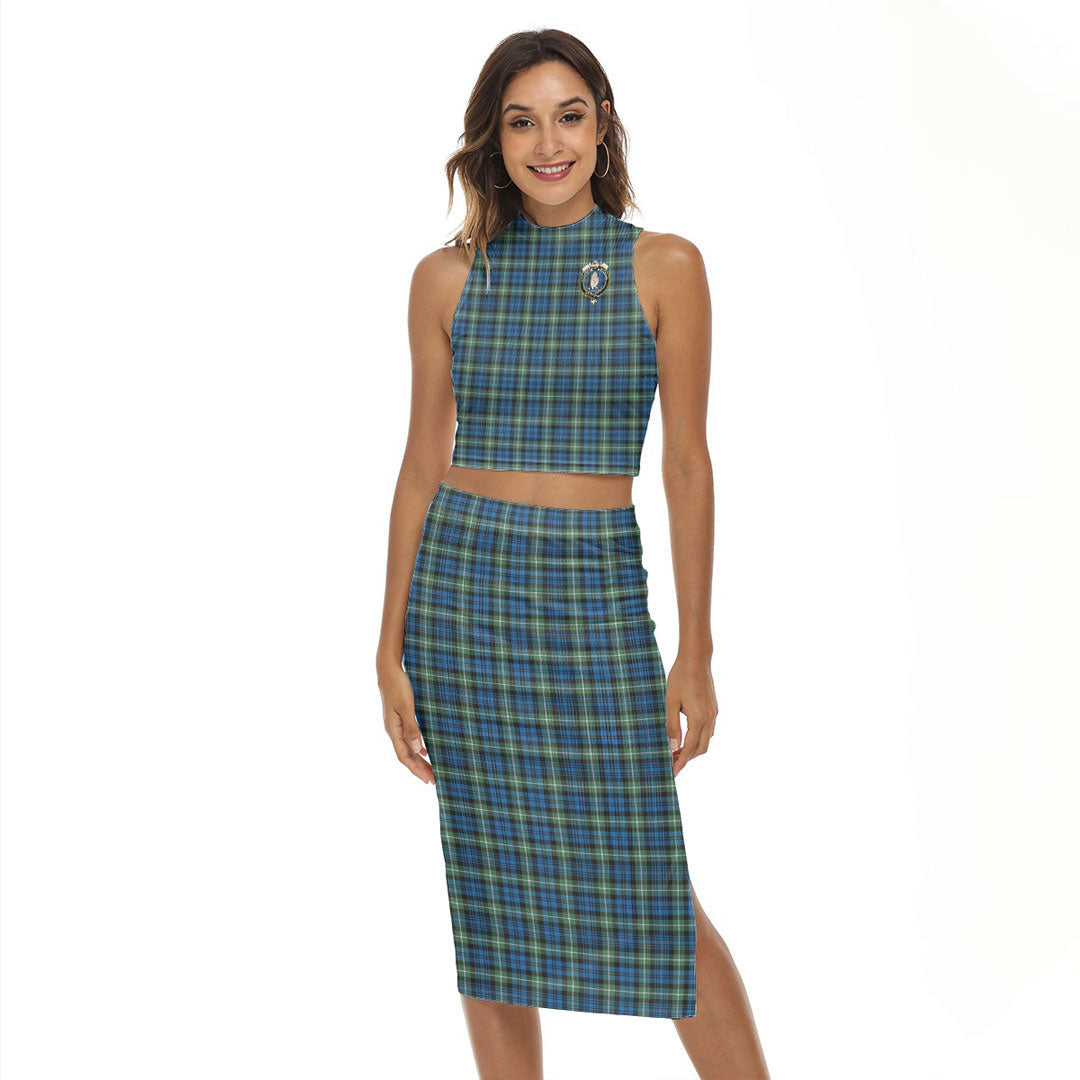 Lamont Ancient Tartan Crest Tank Top & Split High Skirt Set