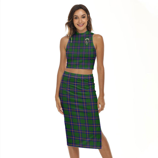 Carmichael Modern Tartan Crest Tank Top & Split High Skirt Set