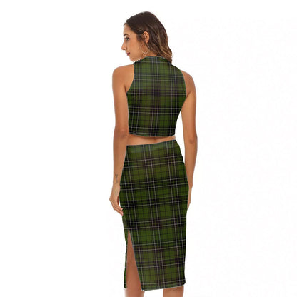 MacLean Hunting Tartan Crest Tank Top & Split High Skirt Set