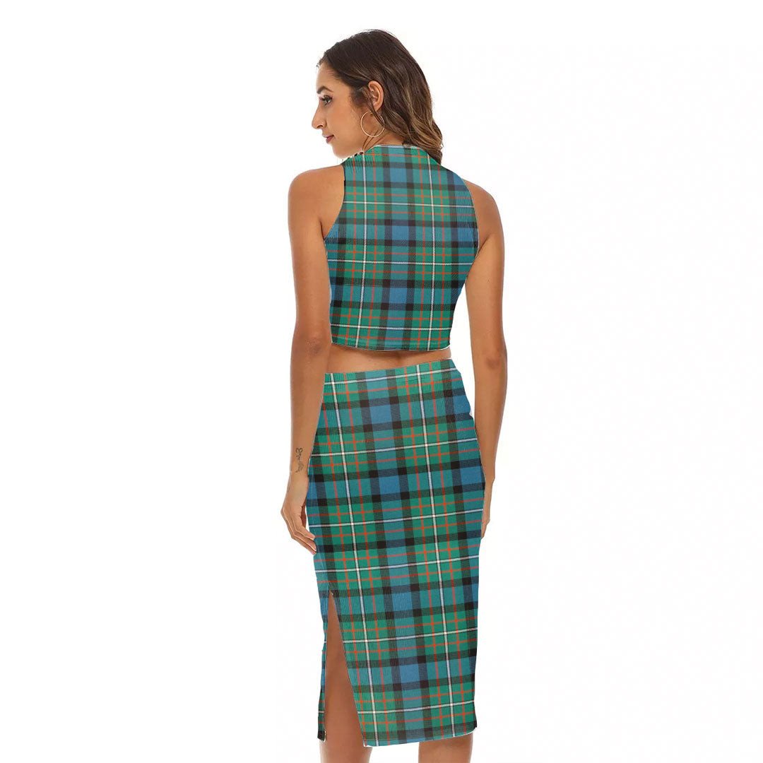 FERGUSON ANCIENT Tartan Crest Tank Top & Split High Skirt Set