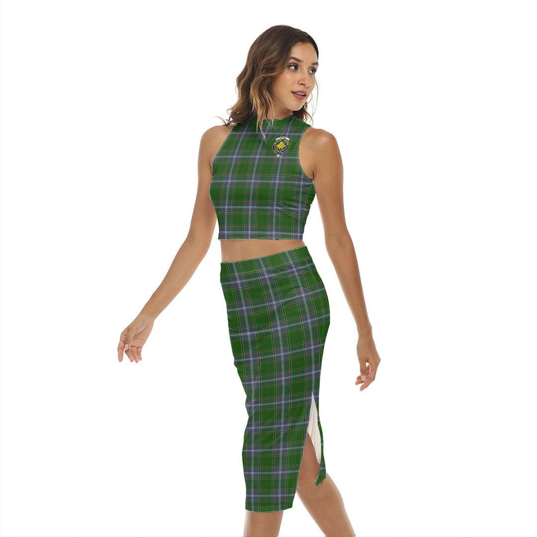 Pringle Tartan Crest Tank Top & Split High Skirt Set