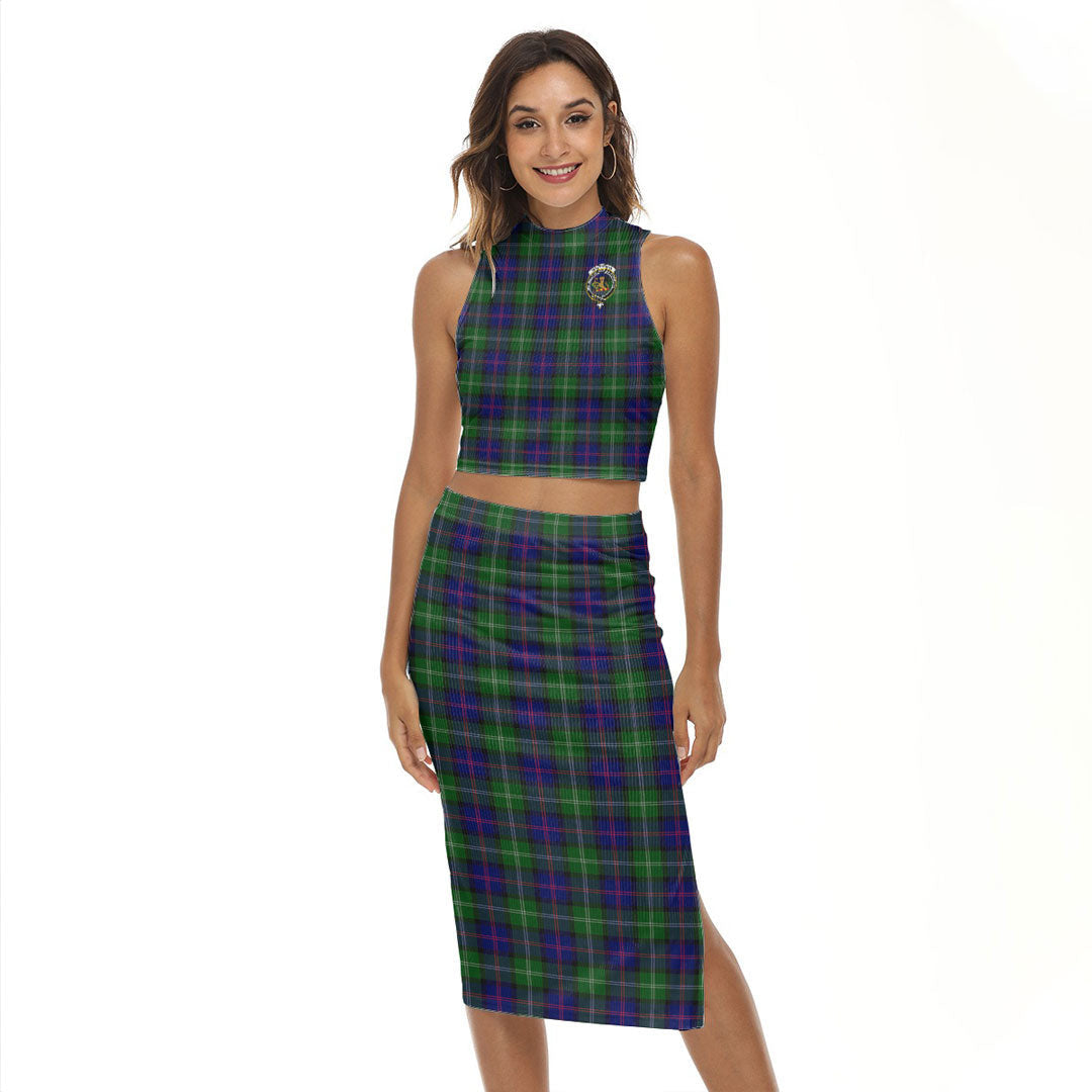 MacThomas Modern Tartan Crest Tank Top & Split High Skirt Set