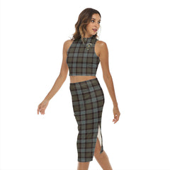 Stewart Old Weathered Tartan Crest Tank Top & Split High Skirt Set