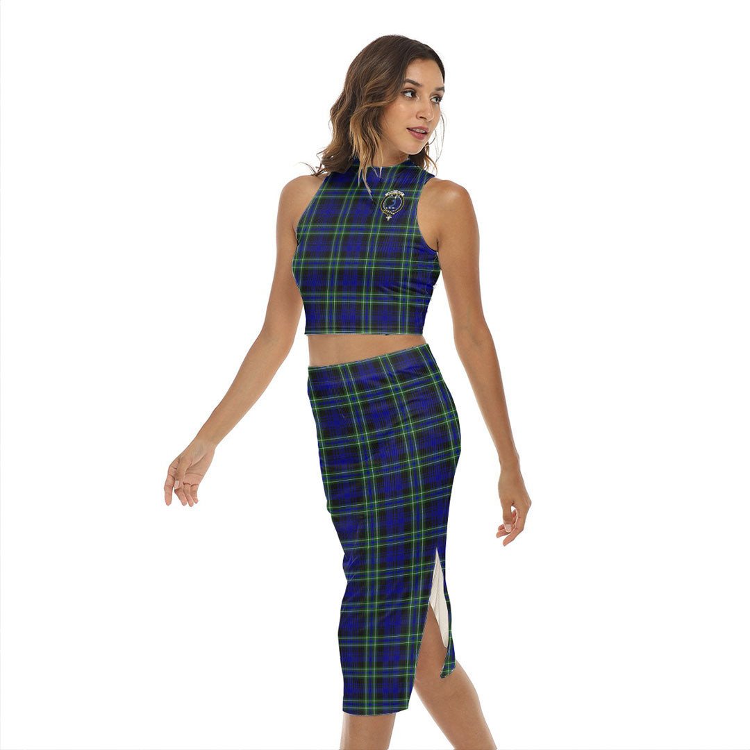 Arbuthnot Modern Tartan Crest Tank Top & Split High Skirt Set