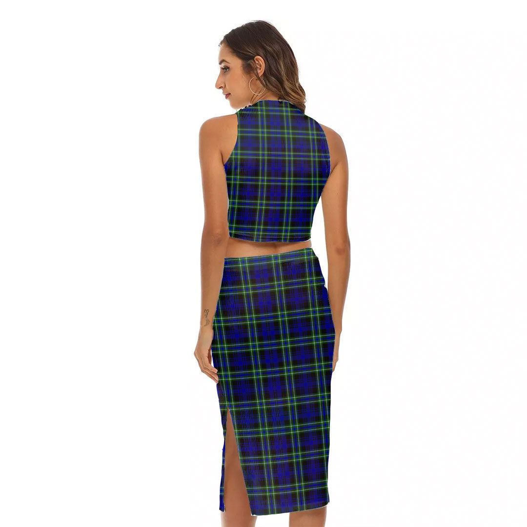 Arbuthnot Modern Tartan Crest Tank Top & Split High Skirt Set