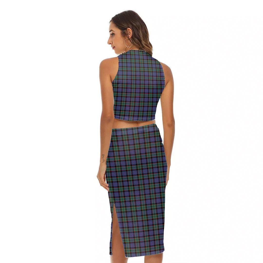 Fletcher Modern Tartan Crest Tank Top & Split High Skirt Set