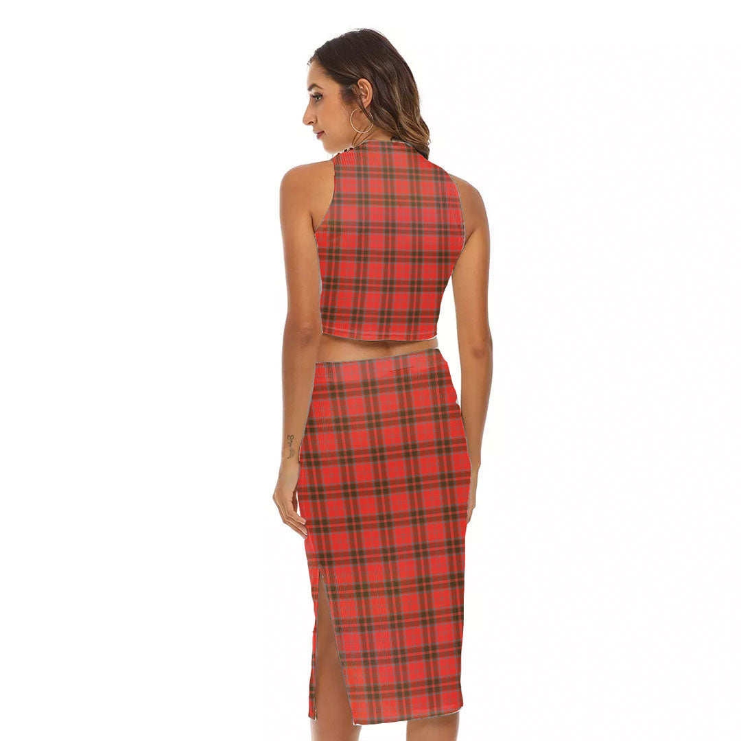 Grant Weathered Tartan Crest Tank Top & Split High Skirt Set