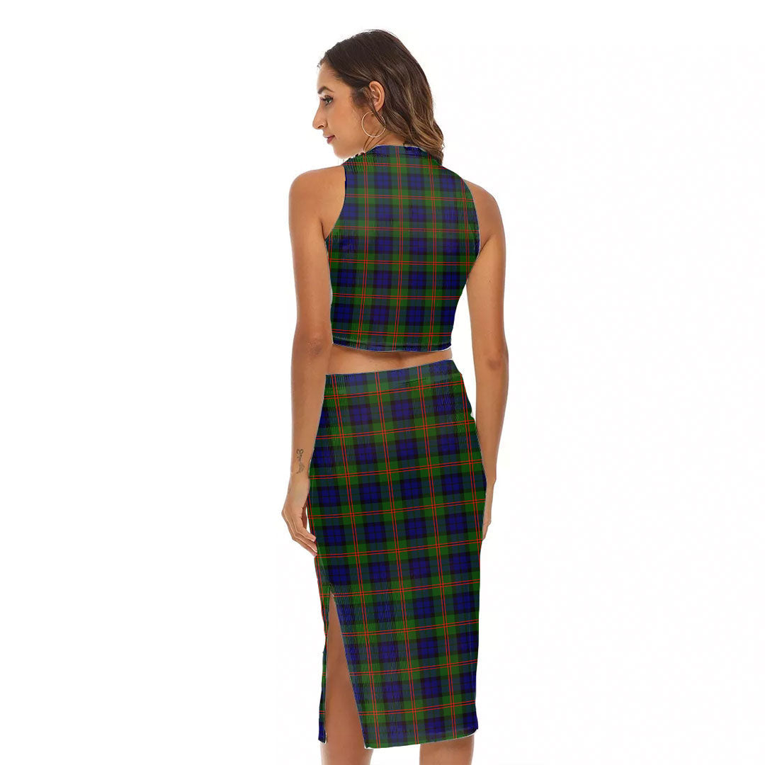 Dundas Modern 02 Tartan Crest Tank Top & Split High Skirt Set