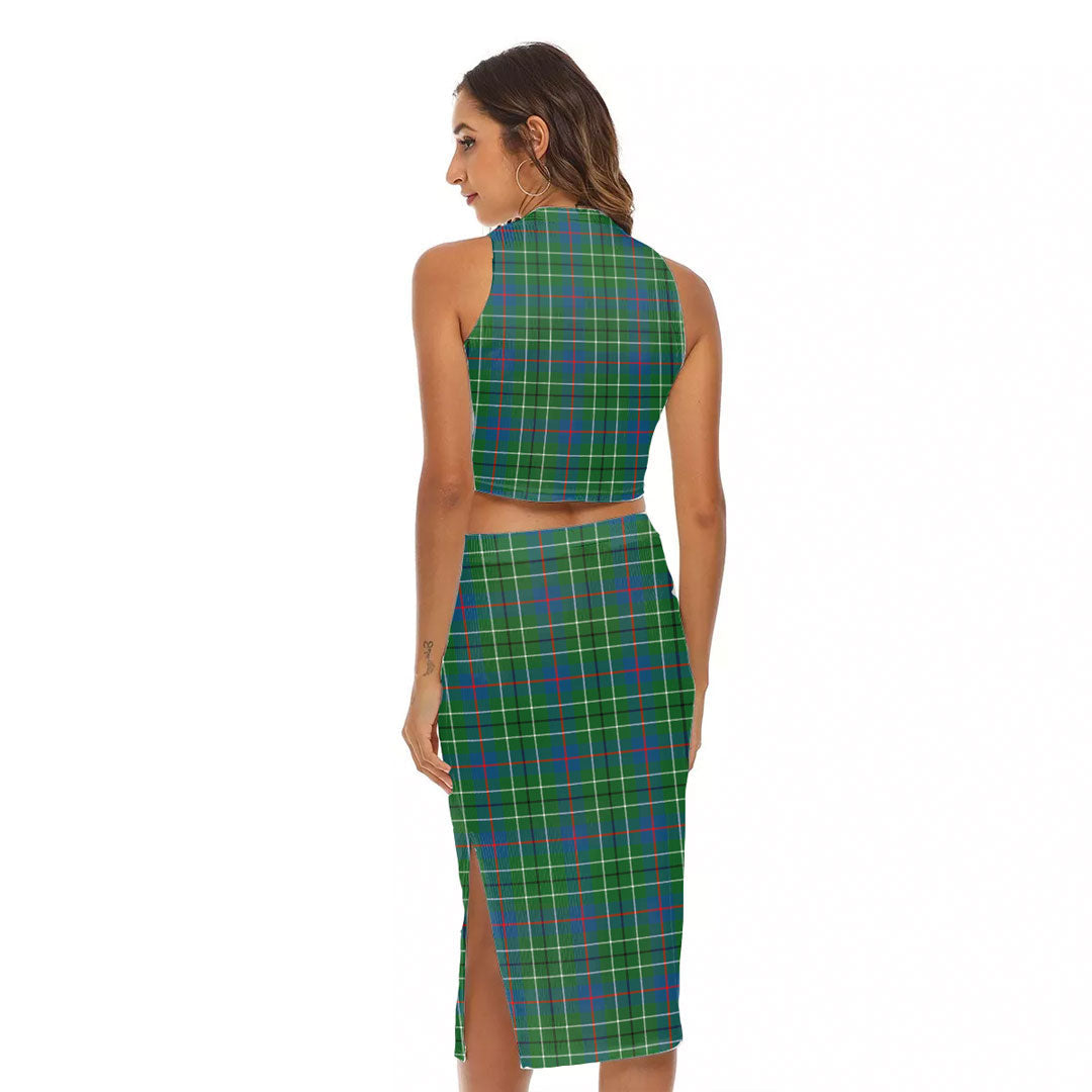 Duncan Ancient Tartan Crest Tank Top & Split High Skirt Set