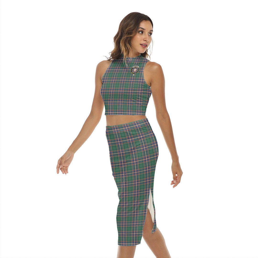 MacFarlane Hunting Ancient Tartan Crest Tank Top & Split High Skirt Set