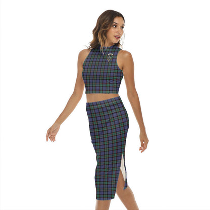 Fletcher Modern Tartan Crest Tank Top & Split High Skirt Set