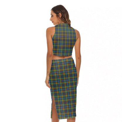 MacLellan Ancient Tartan Crest Tank Top & Split High Skirt Set