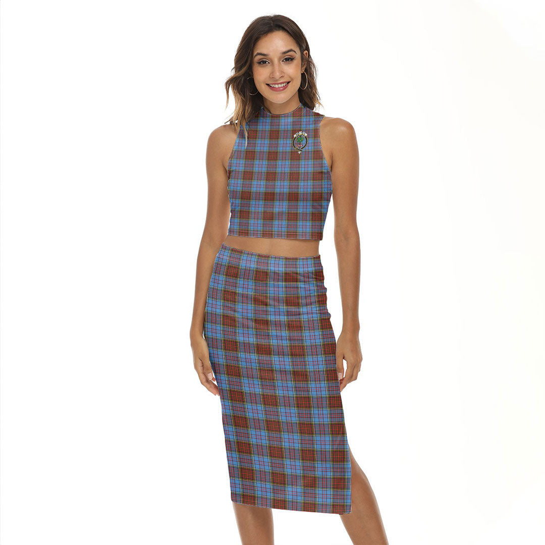 Anderson Modern Tartan Crest Tank Top & Split High Skirt Set