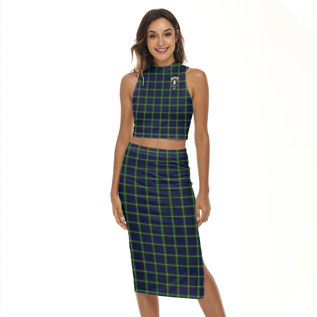 Lamont Modern Tartan Crest Tank Top & Split High Skirt Set