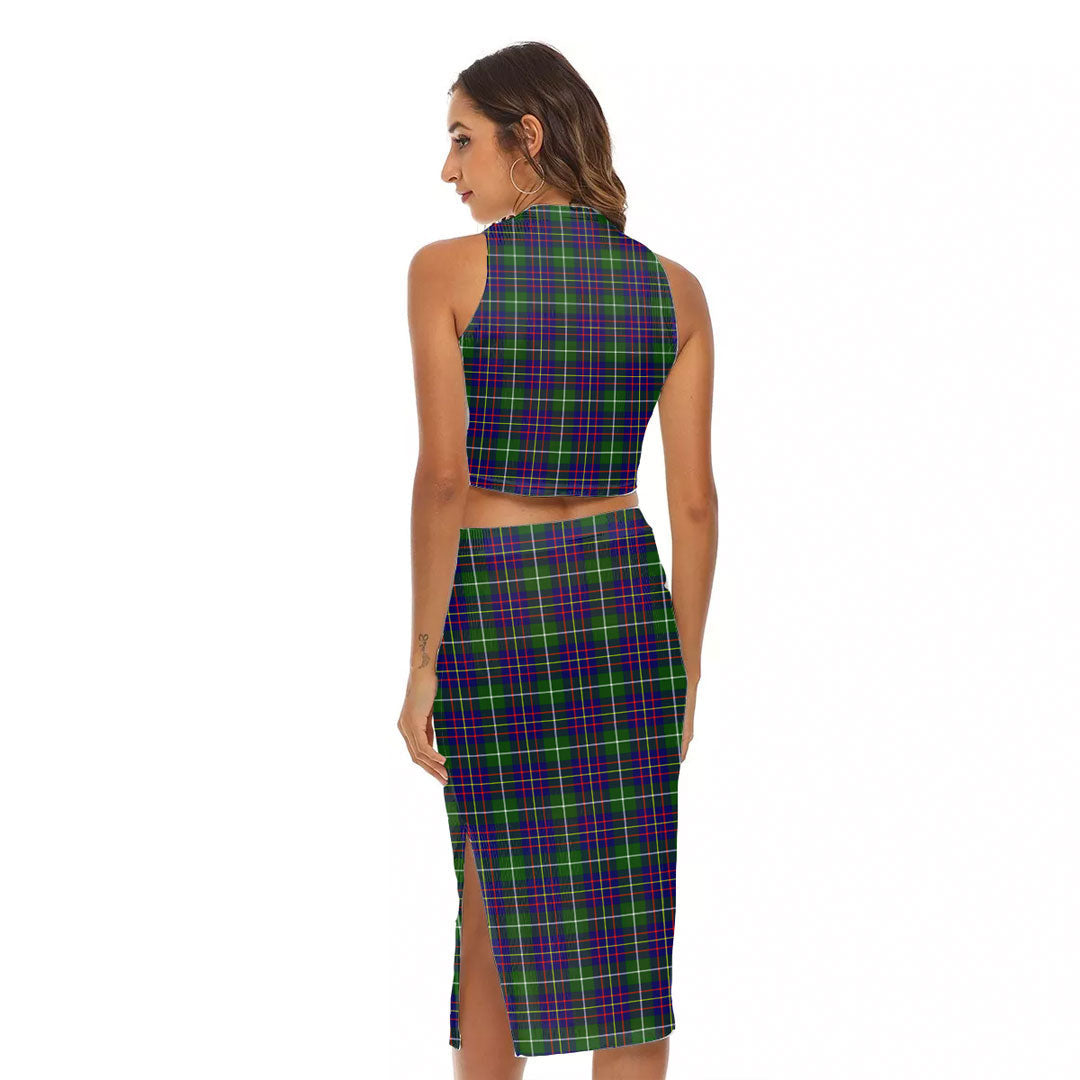 Inglis Modern Tartan Crest Tank Top & Split High Skirt Set