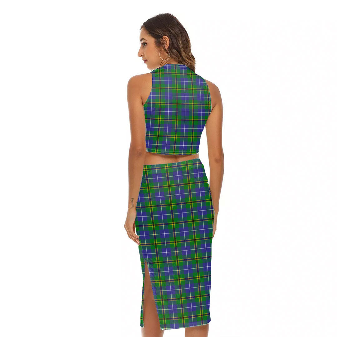 Turnbull Hunting Tartan Crest Tank Top & Split High Skirt Set