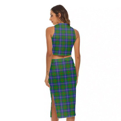 Turnbull Hunting Tartan Crest Tank Top & Split High Skirt Set