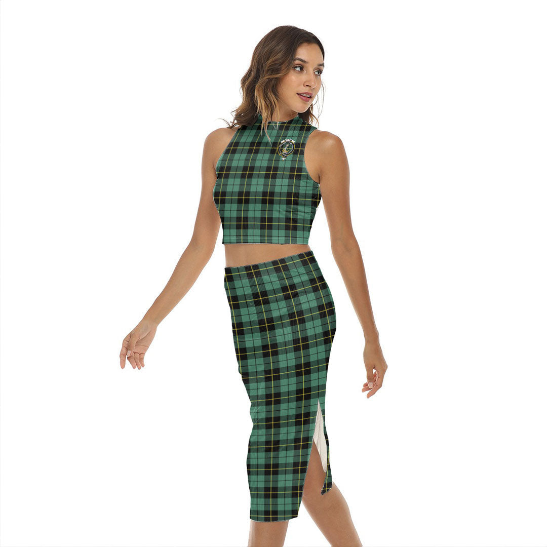 Wallace Hunting Ancient Tartan Crest Tank Top & Split High Skirt Set