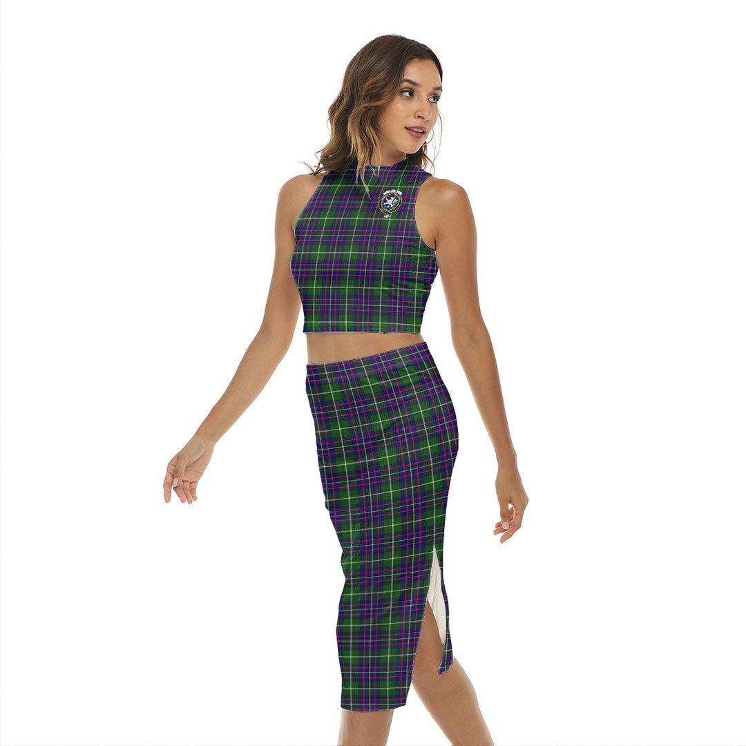 Inglis Modern Tartan Crest Tank Top & Split High Skirt Set