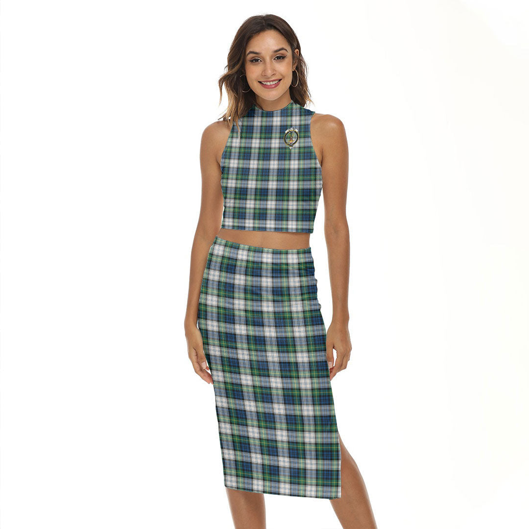 Gordon Dress Ancient Tartan Crest Tank Top & Split High Skirt Set