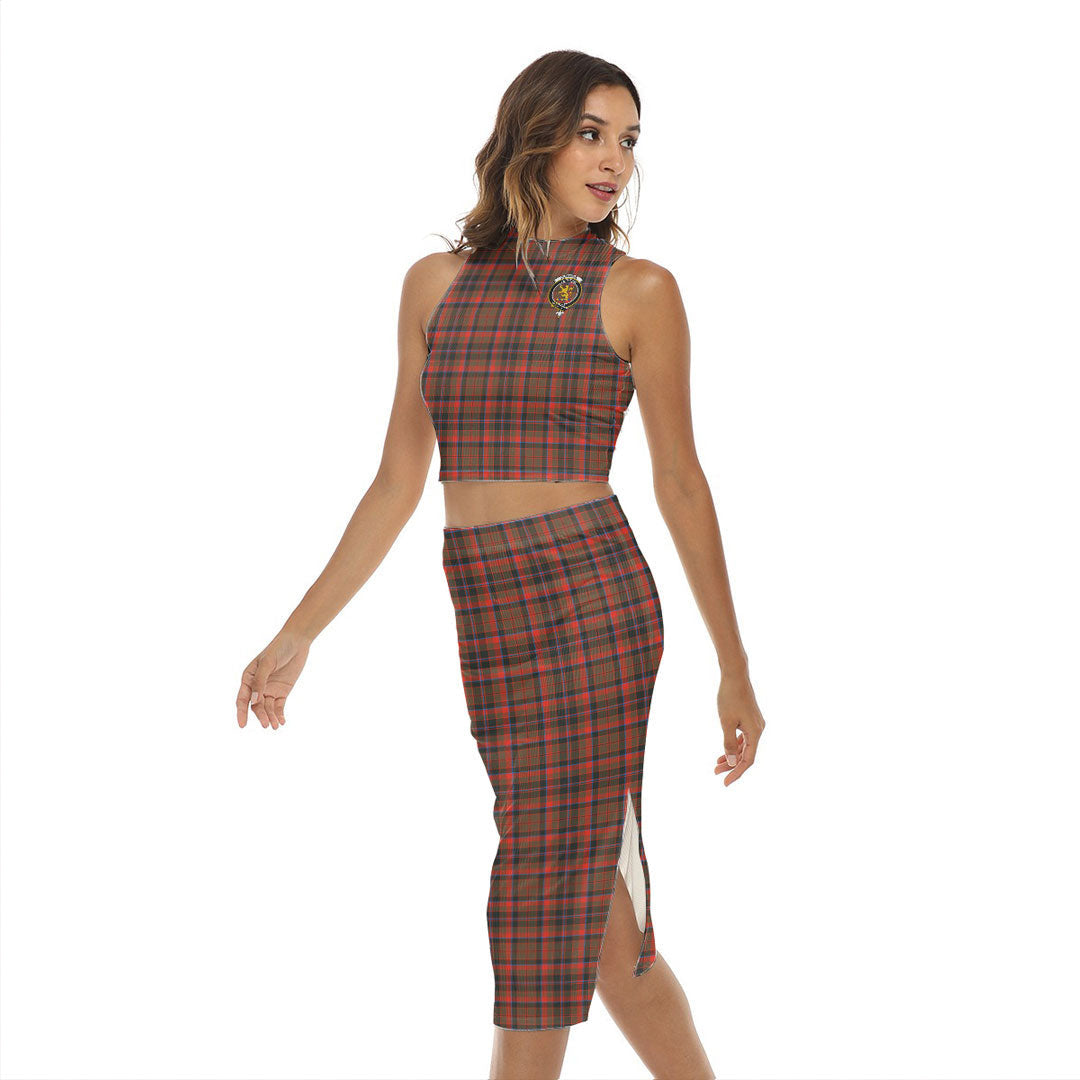 Cumming Hunting Weathered Tartan Crest Tank Top & Split High Skirt Set