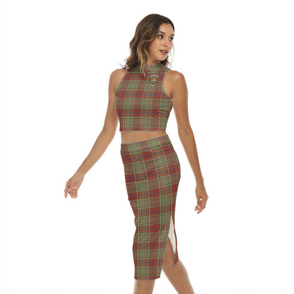 MacGillivray Hunting Ancient Tartan Crest Tank Top & Split High Skirt Set