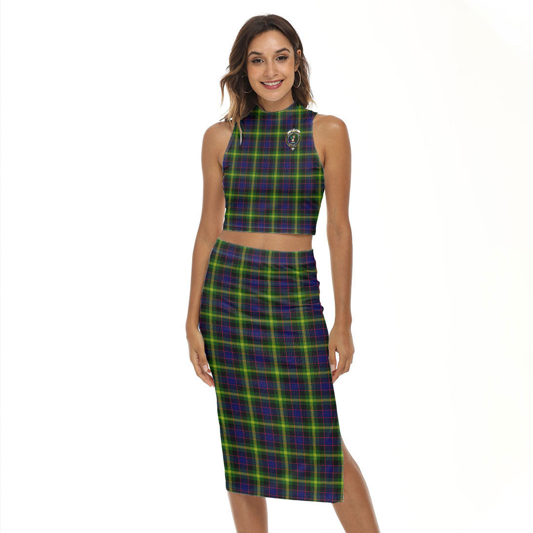 Watson Modern Tartan Crest Tank Top & Split High Skirt Set