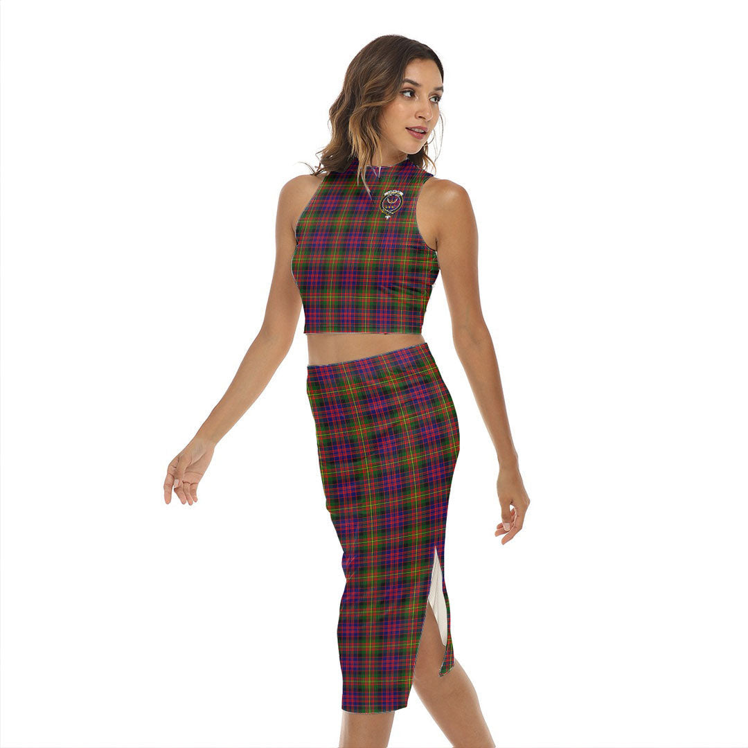 Carnegie Modern Tartan Crest Tank Top & Split High Skirt Set