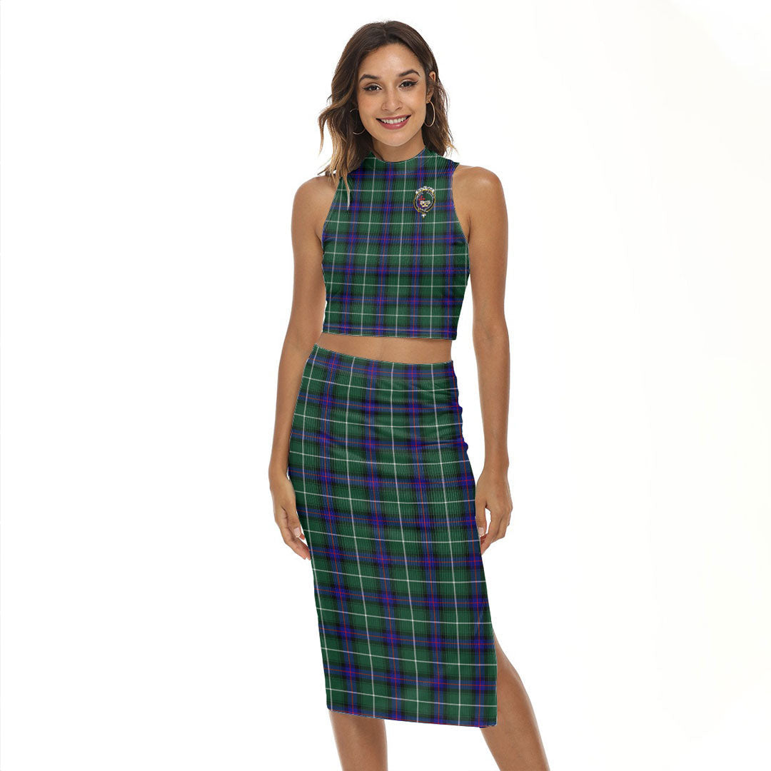 MacDonald of the Isles Hunting Modern Tartan Crest Tank Top & Split High Skirt Set