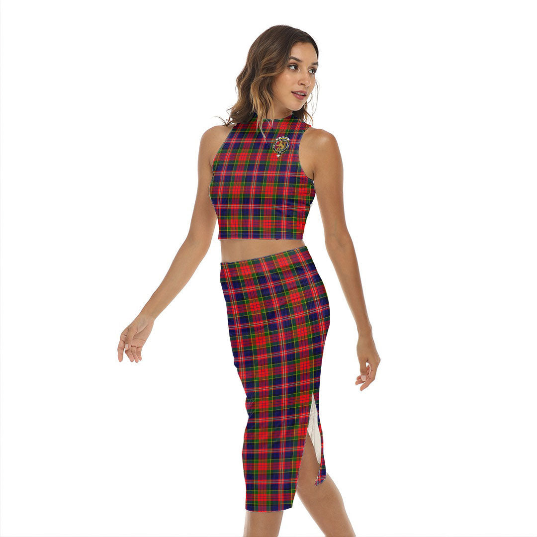 MacPherson Modern Tartan Crest Tank Top & Split High Skirt Set