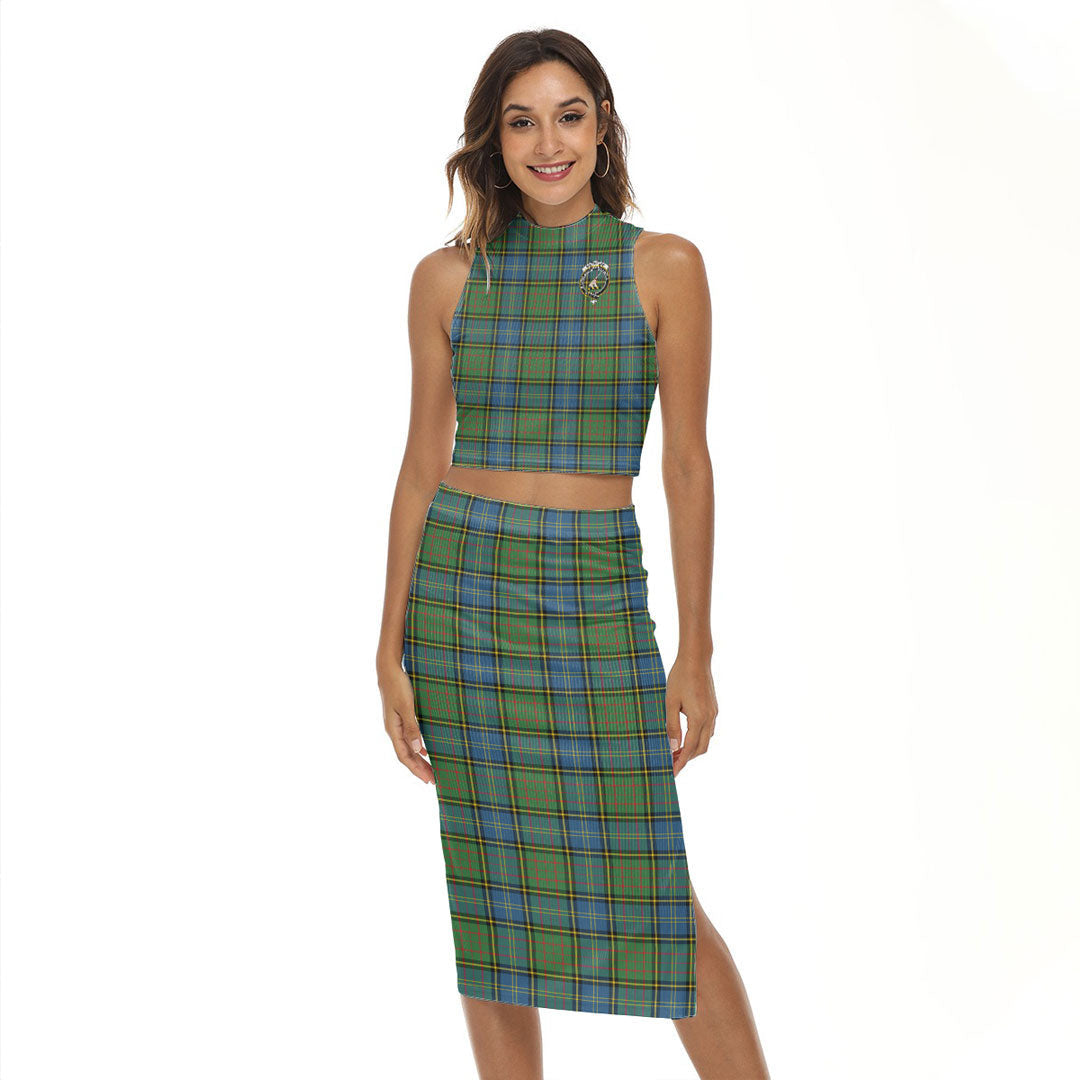 MacMillan Hunting Ancient Tartan Crest Tank Top & Split High Skirt Set