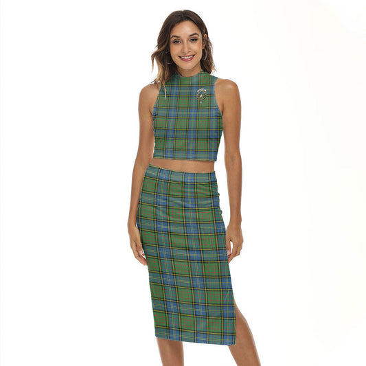 MacMillan Hunting Ancient Tartan Crest Tank Top & Split High Skirt Set