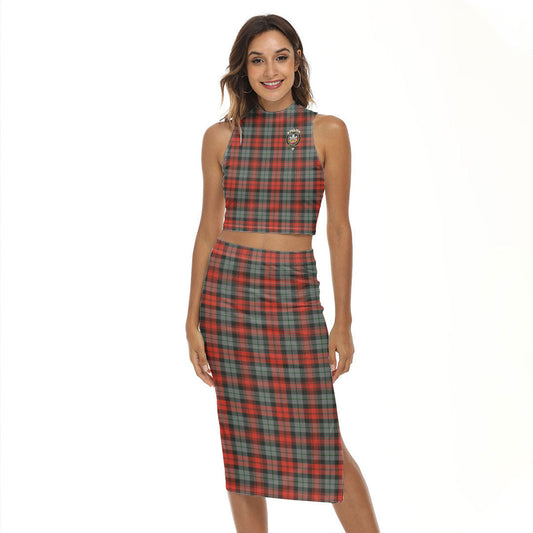 MacLachlan Weathered Tartan Crest Tank Top & Split High Skirt Set