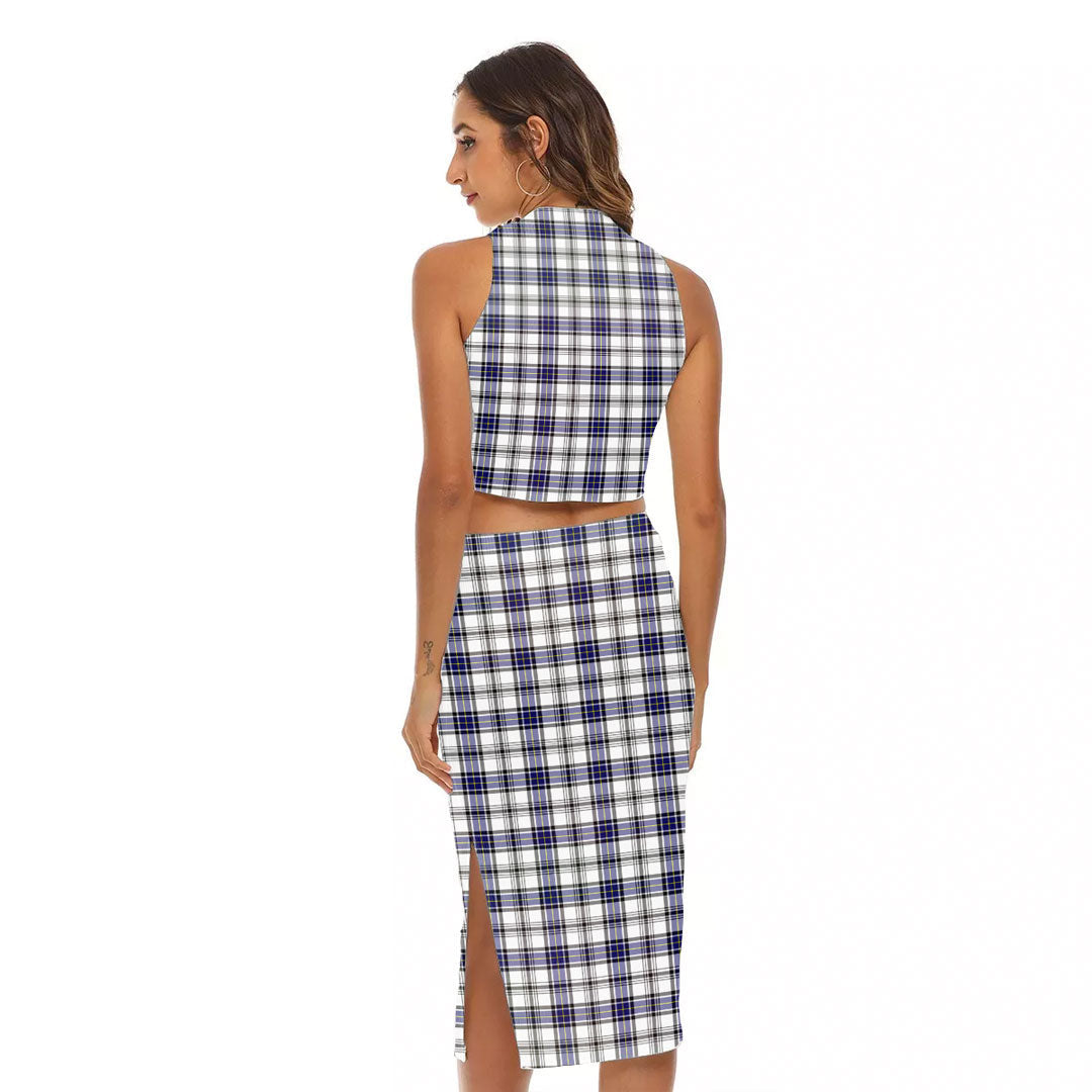 Hannay Modern Tartan Crest Tank Top & Split High Skirt Set