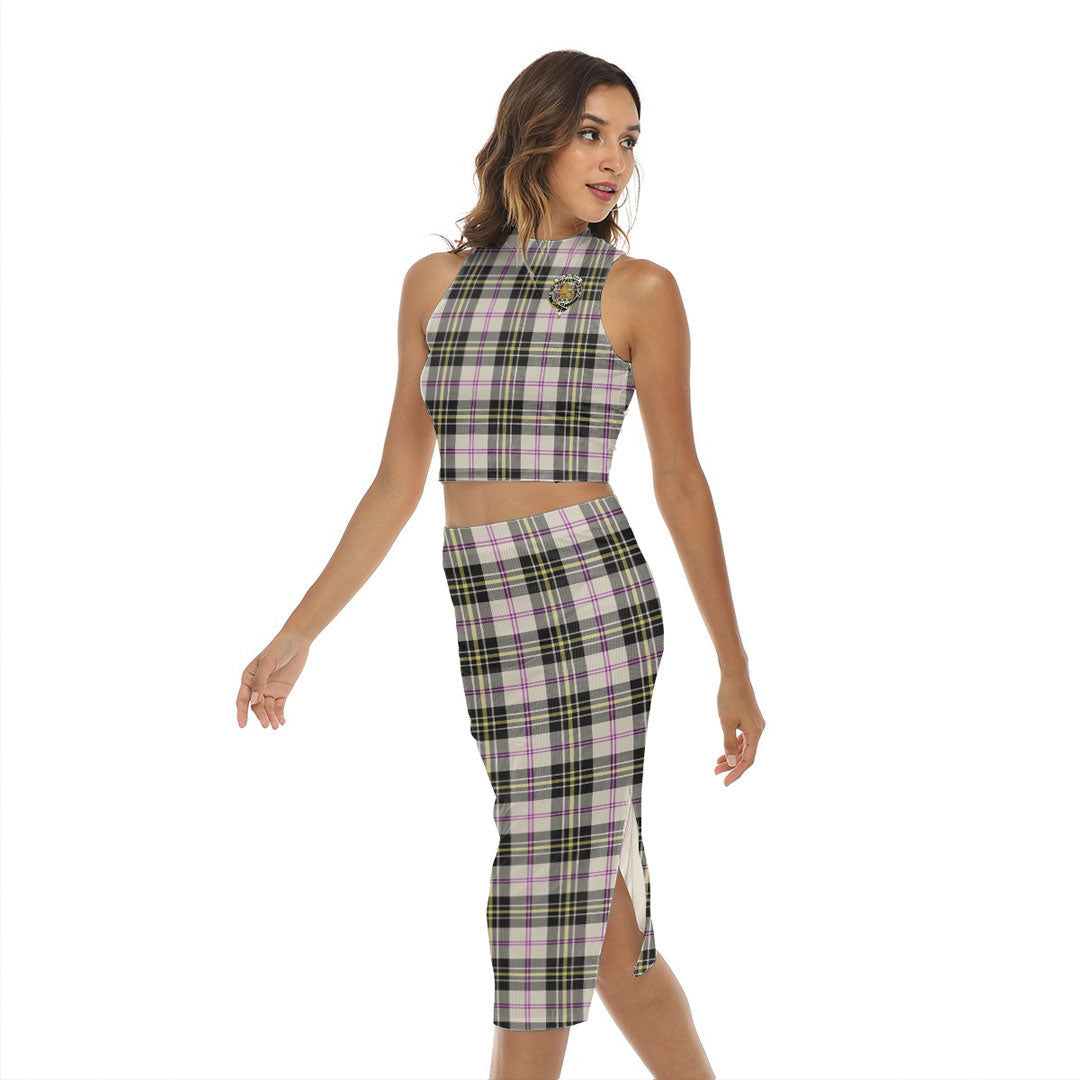 MacPherson Dress Ancient Tartan Crest Tank Top & Split High Skirt Set