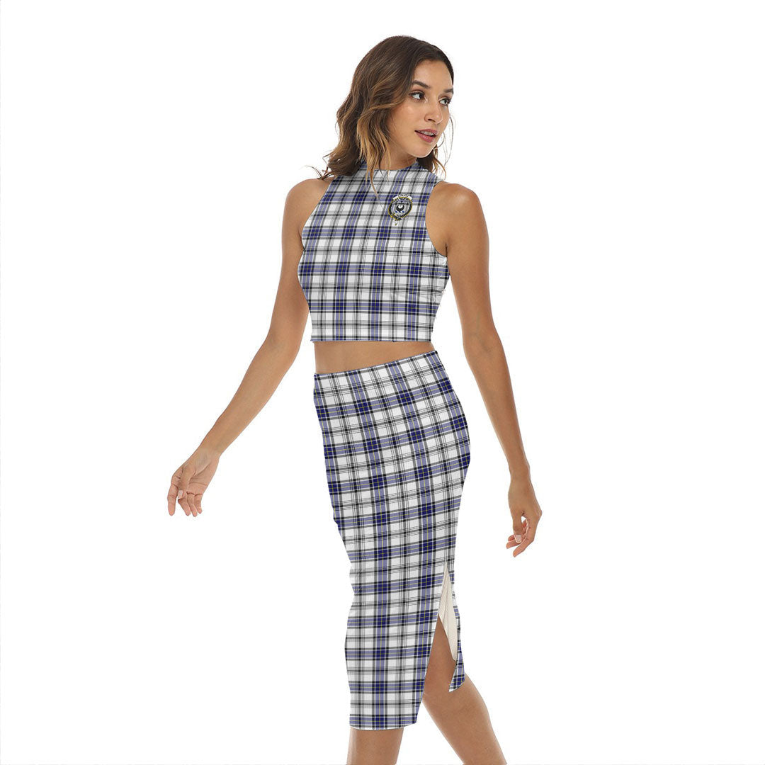 Hannay Modern Tartan Crest Tank Top & Split High Skirt Set