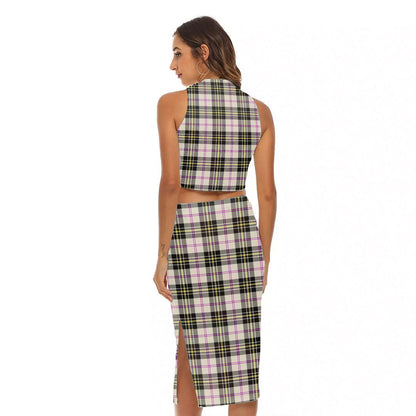 MacPherson Dress Ancient Tartan Crest Tank Top & Split High Skirt Set