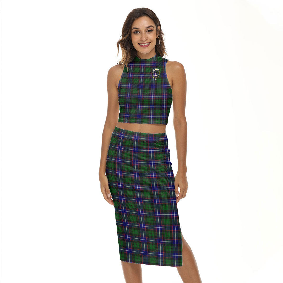 Russell Modern Tartan Crest Tank Top & Split High Skirt Set