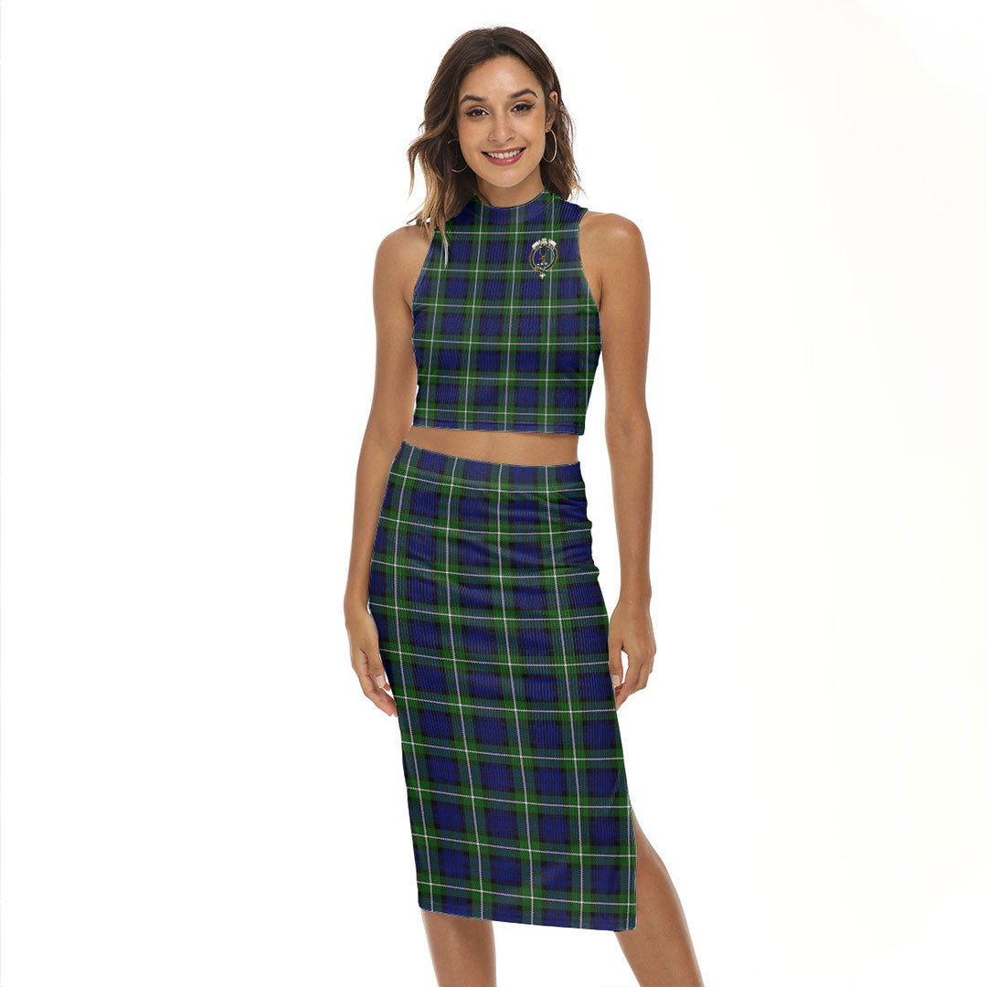 Forbes Modern Tartan Crest Tank Top & Split High Skirt Set