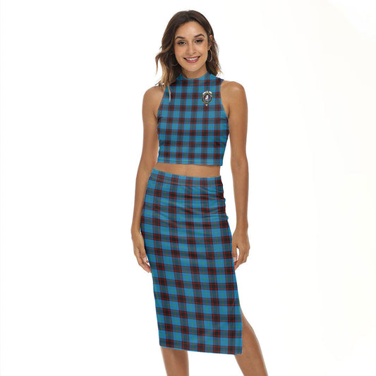 Home Ancient Tartan Crest Tank Top & Split High Skirt Set