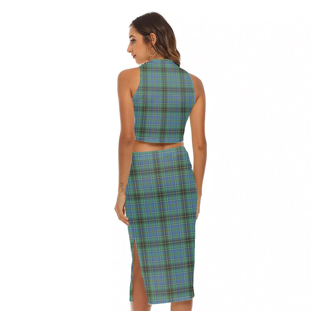 MacInnes Ancient Tartan Crest Tank Top & Split High Skirt Set