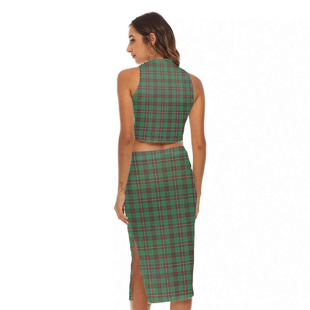 MacKinnon Hunting Ancient Tartan Crest Tank Top & Split High Skirt Set