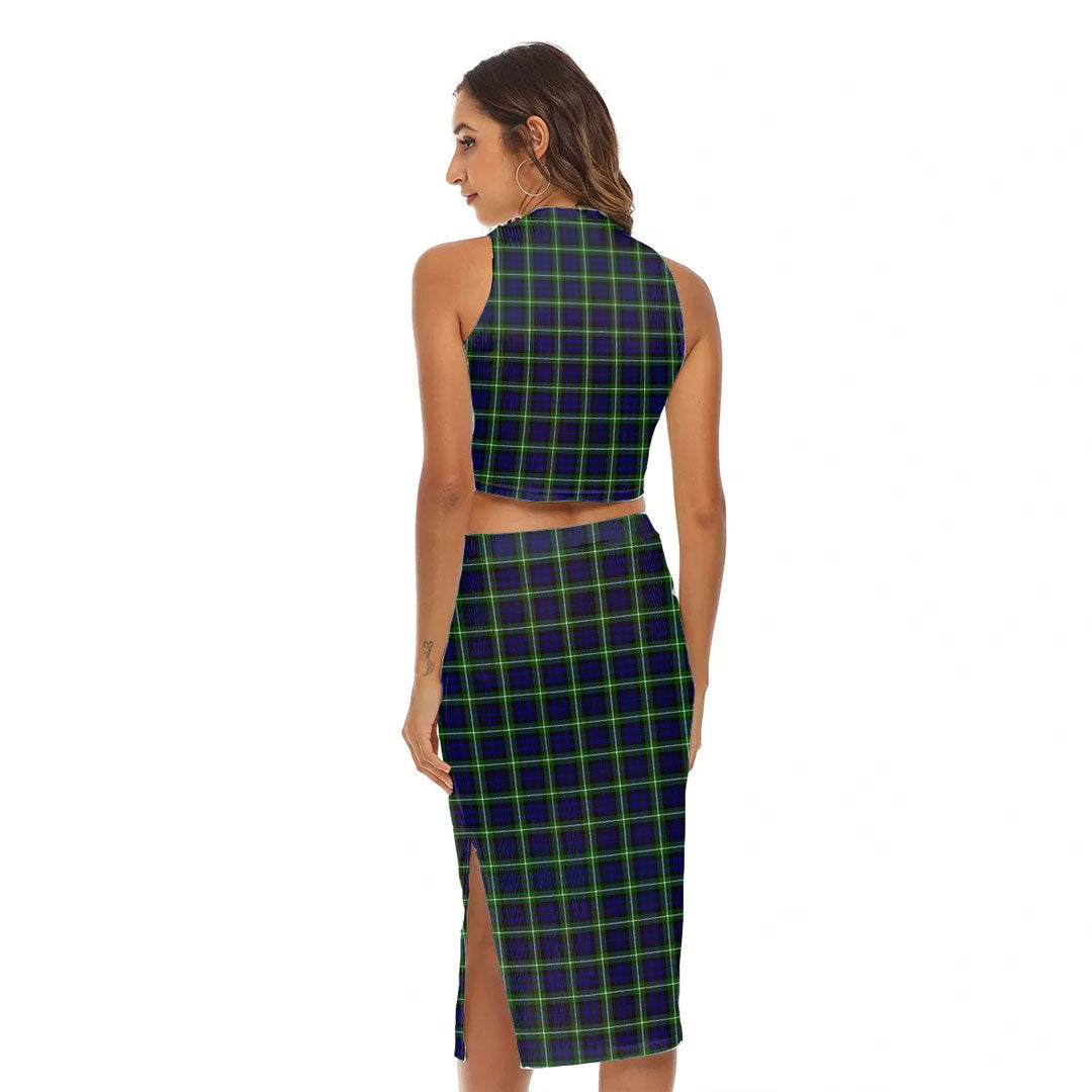 Lamont Modern Tartan Crest Tank Top & Split High Skirt Set