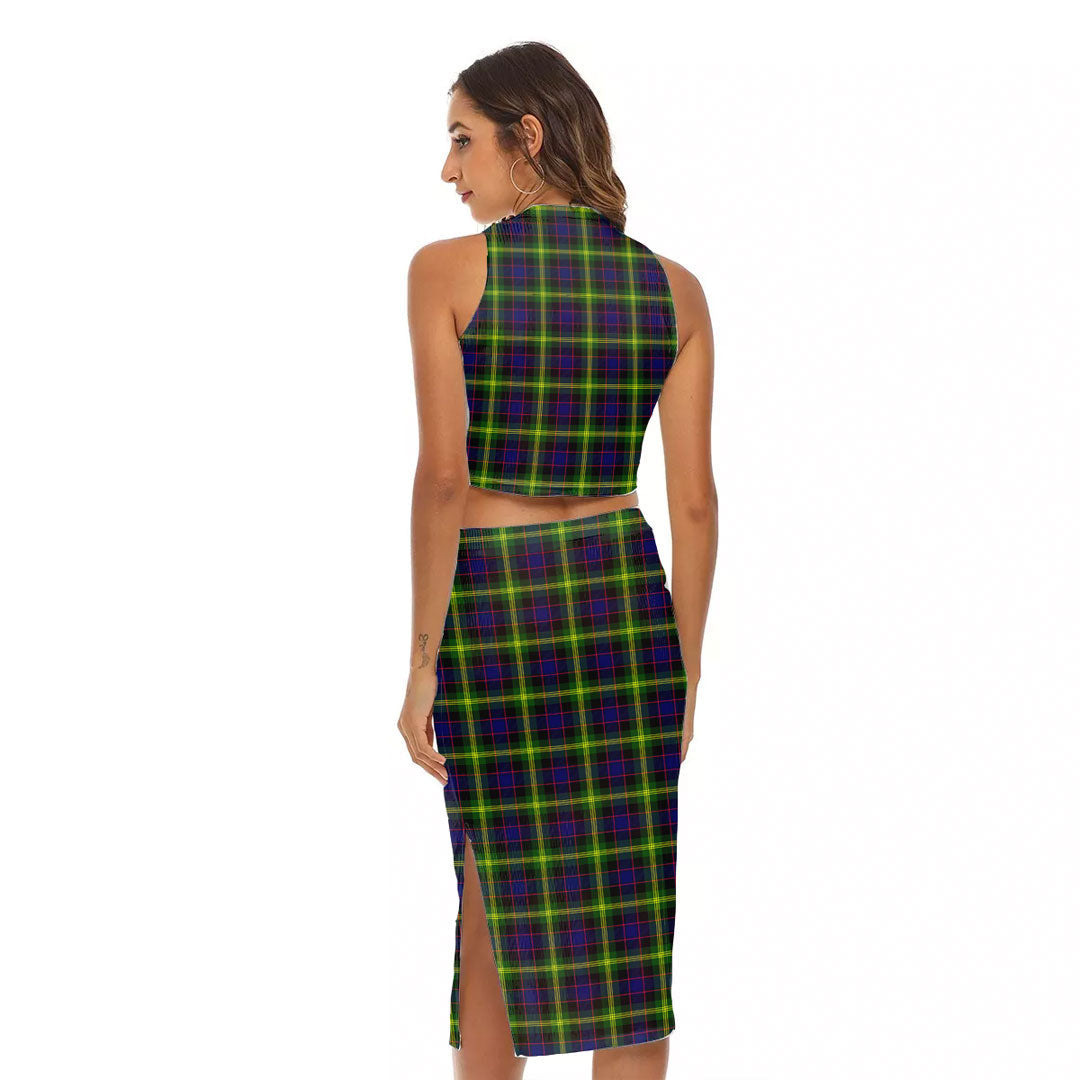 Watson Modern Tartan Crest Tank Top & Split High Skirt Set