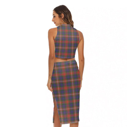 Fraser Hunting Modern Tartan Crest Tank Top & Split High Skirt Set