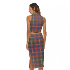 Fraser Hunting Modern Tartan Crest Tank Top & Split High Skirt Set